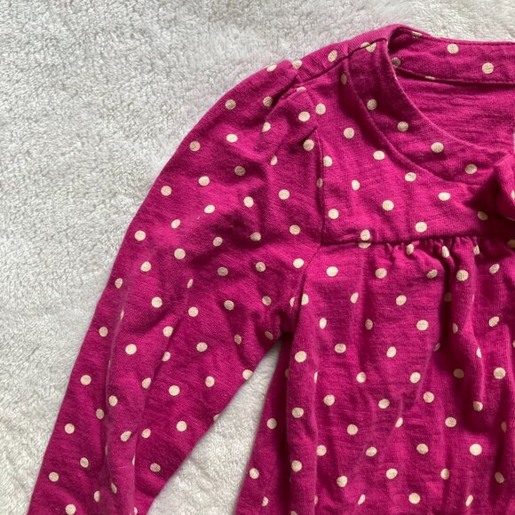 Baby Gap Factory 3T Long Sleeve Tee Pink Fuchsia Polka Dot Kids Button-Up - Picture 4 of 16